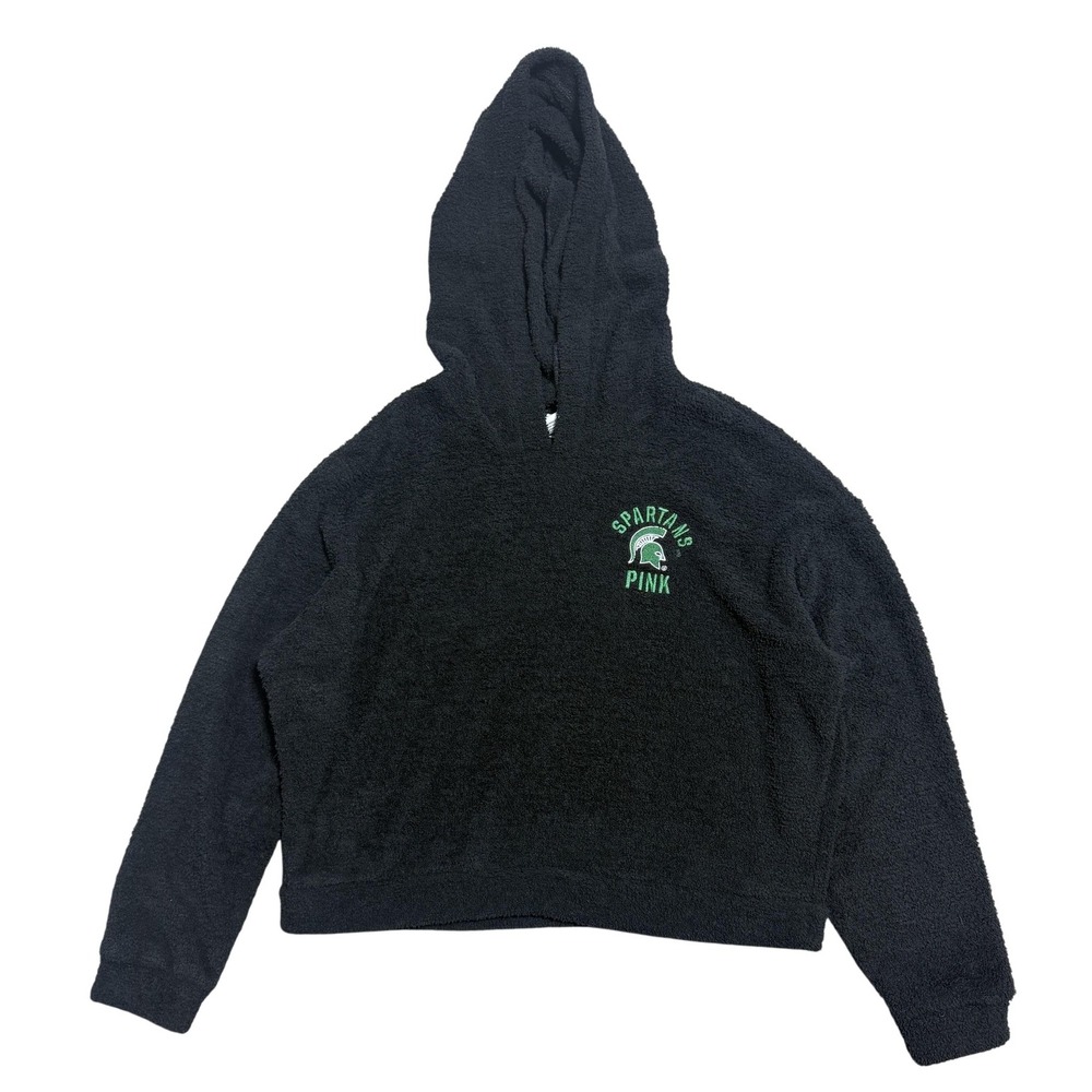 Pink Michigan State Spartans Hoodie Womens Lrg Black‎ NCAA College Sherpa Fleece